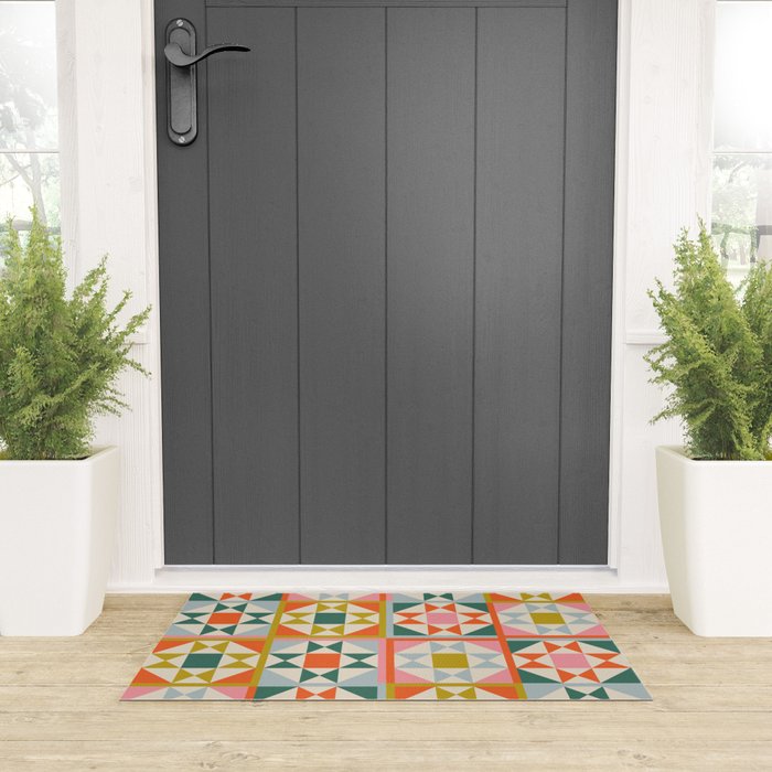 Playful patchwork pattern Welcome Mat Gallery Image 3