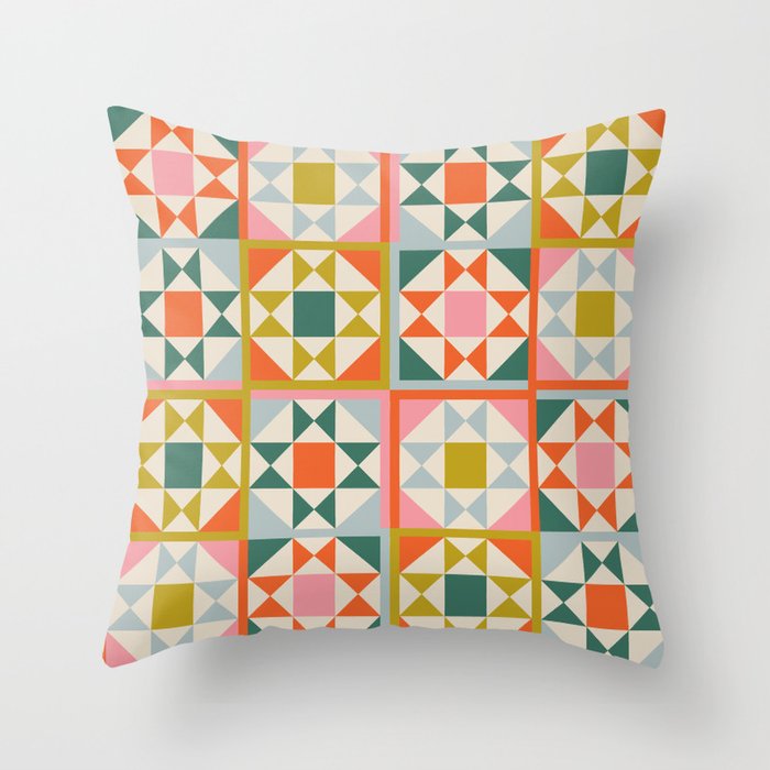 Playful patchwork pattern Throw Pillow Gallery Image 6