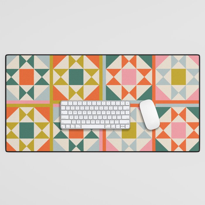 Playful patchwork pattern Desk Mat Gallery Image 1