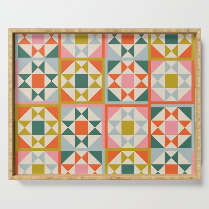 Playful patchwork pattern Serving Tray Gallery Image 1
