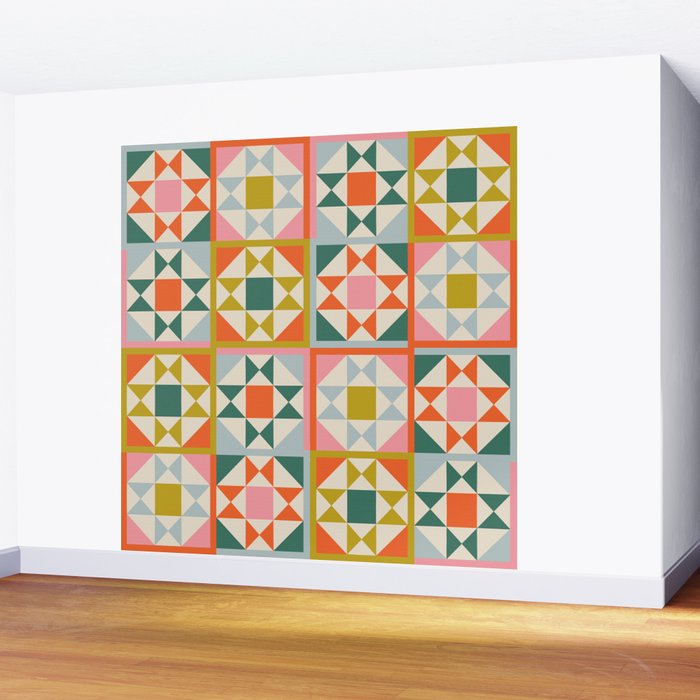 Playful patchwork pattern Wall Mural Gallery Image 2