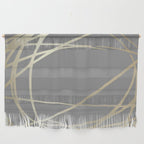 Gold and Gray Circles and Swirls Striped Abstract Pattern Wall Hanging Gallery Image 1