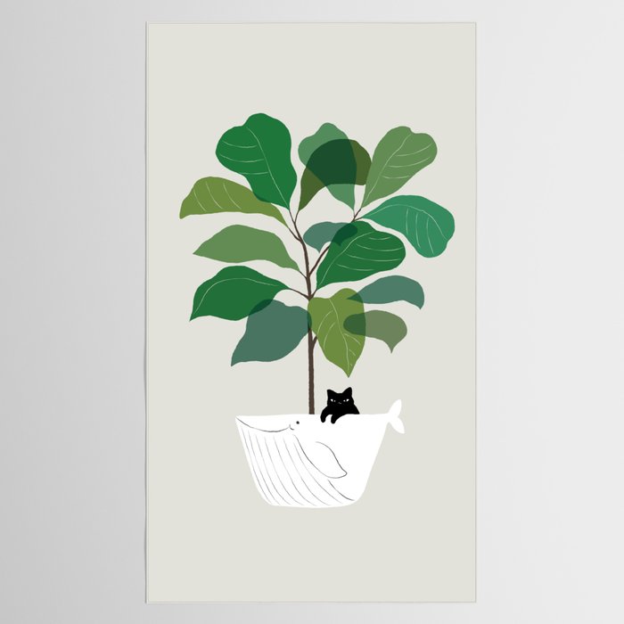 Cat and Plant 73: I got a Whale! Tablecloth Gallery Image 2