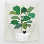 Cat and Plant 73: I got a Whale! Wall Tapestry Gallery Image 4