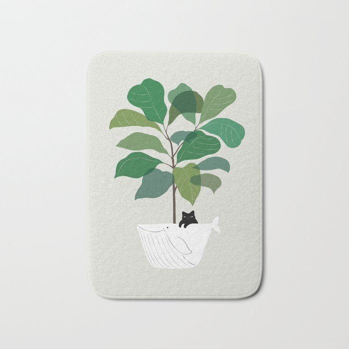 Cat and Plant 73: I got a Whale! Bath Mat Gallery Image 1