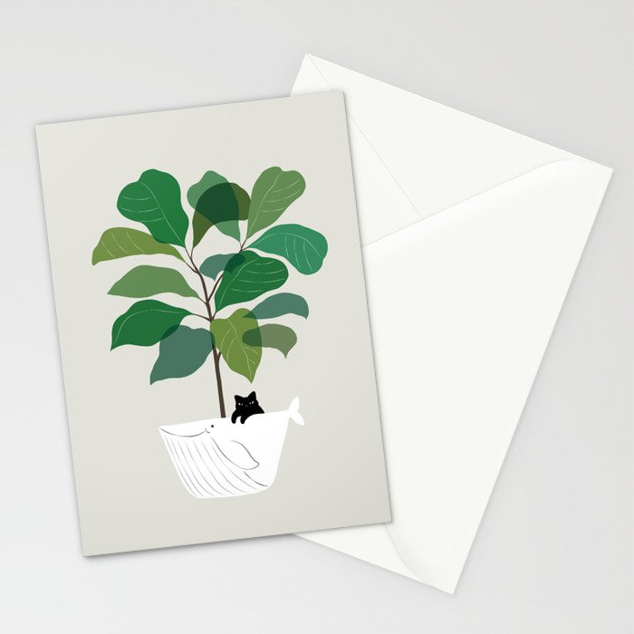 Cat and Plant 73: I got a Whale! Stationery Card Gallery Image 2