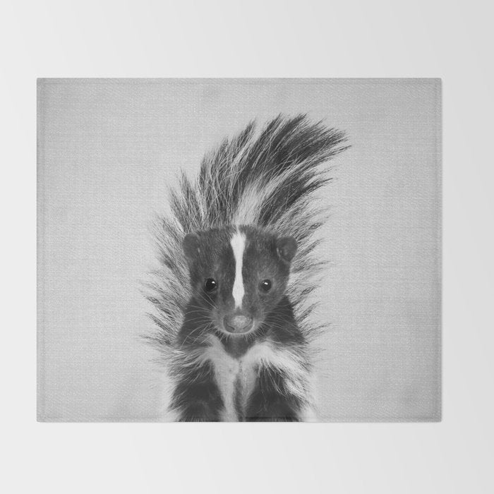 Skunk - Black & White Throw Blanket Gallery Image 2