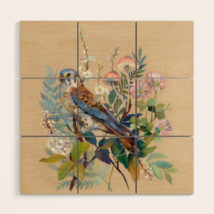 Floral Falcon Garden Wood Wall Art Gallery Image 1
