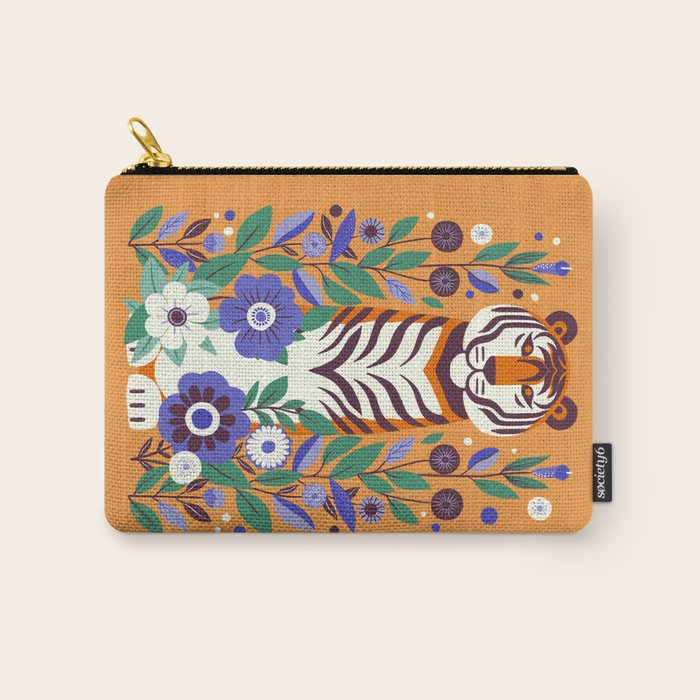 Floral Tiger in a Bold Jungle - Vibrant Botanical Wildlife Art Carry All Pouch Gallery Image 1