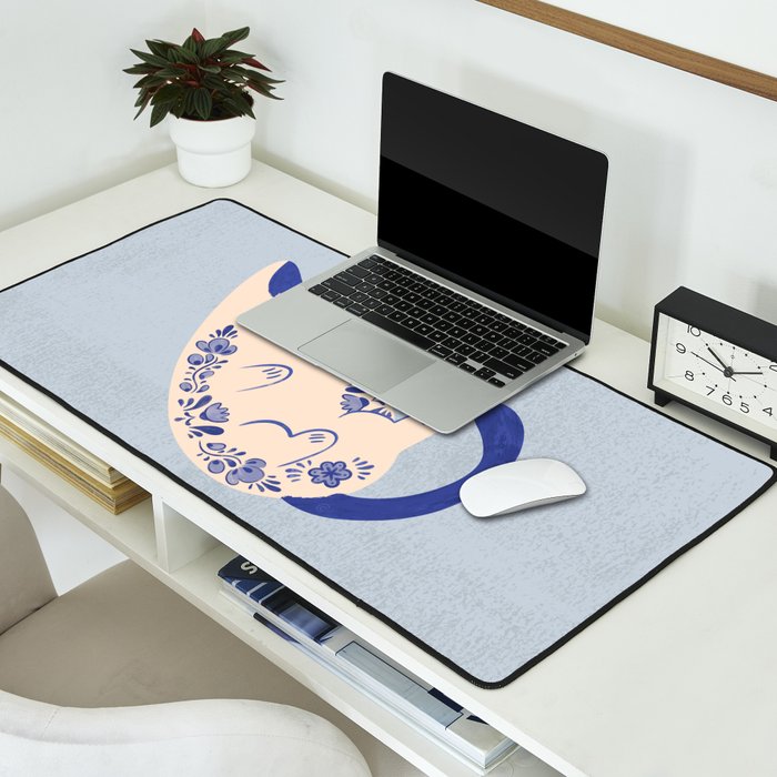 Purrcelin Cat Butt - Charming Delft Pottery Kitty Desk Mat Gallery Image 2