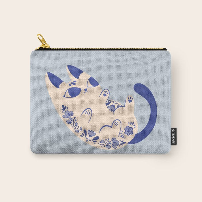 Purrcelin Cat Butt - Charming Delft Pottery Kitty Carry All Pouch Gallery Image 1