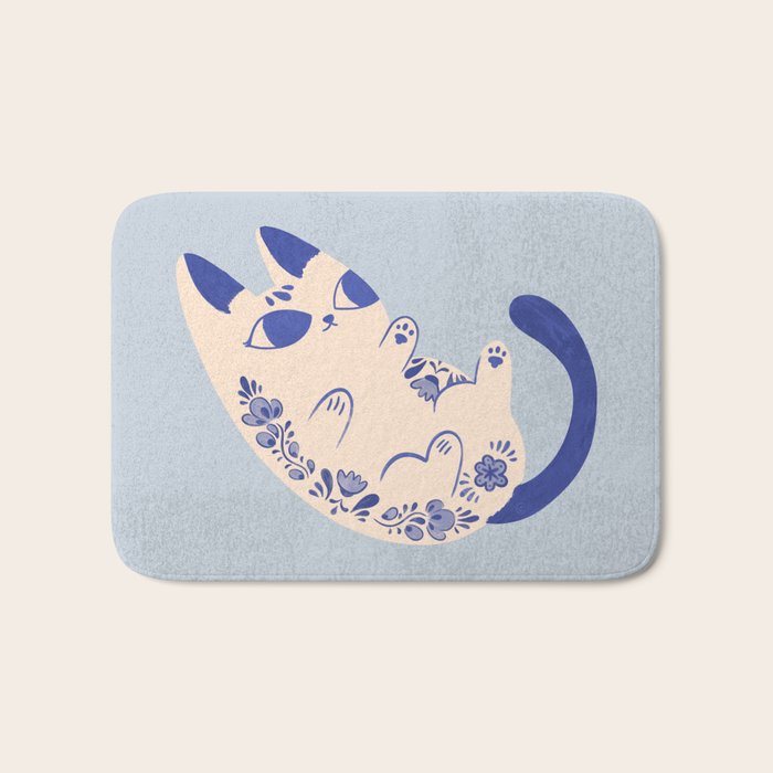 Purrcelin Cat Butt - Charming Delft Pottery Kitty Bath Mat Gallery Image 1