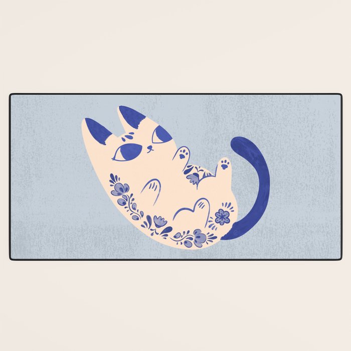 Purrcelin Cat Butt - Charming Delft Pottery Kitty Desk Mat Gallery Image 3