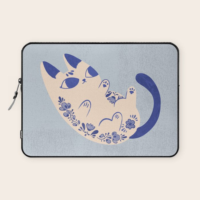 Purrcelin Cat Butt - Charming Delft Pottery Kitty Laptop Sleeve Gallery Image 1