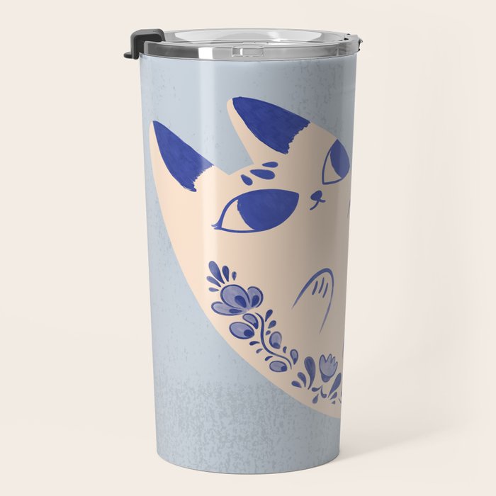 Purrcelin Cat Butt - Charming Delft Pottery Kitty Travel Mug Gallery Image 3