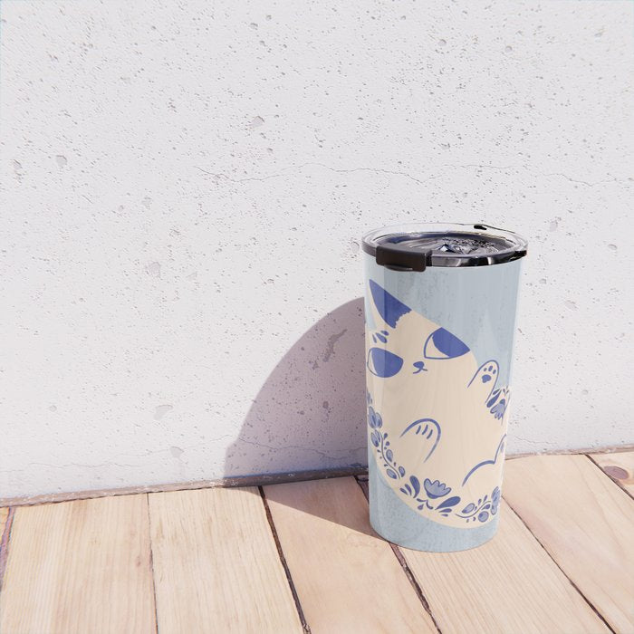 Purrcelin Cat Butt - Charming Delft Pottery Kitty Travel Mug Gallery Image 4