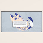Purrcelin Cat Butt - Charming Delft Pottery Kitty Desk Mat Gallery Image 1