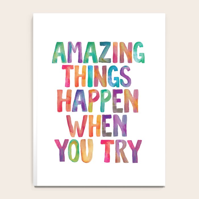 AMAZING THINGS HAPPEN WHEN YOU TRY rainbow watercolor Notebook Gallery Image 4