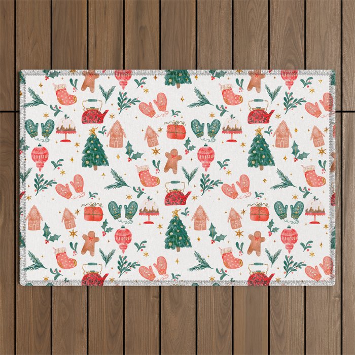Holiday essentials illustration Outdoor Rug Gallery Image 1