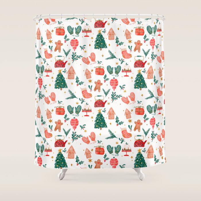 Holiday essentials illustration Shower Curtain Gallery Image 1