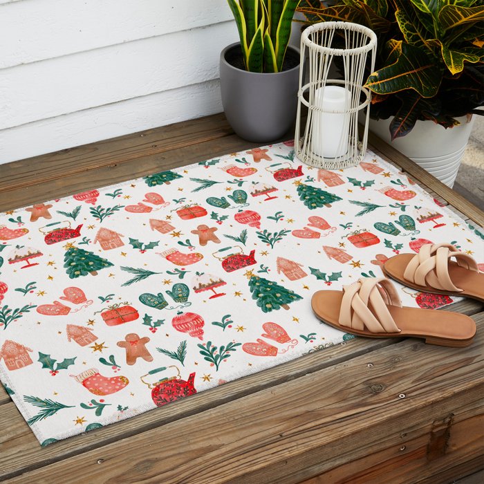 Holiday essentials illustration Outdoor Rug Gallery Image 2