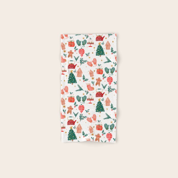 Holiday essentials illustration Bath Towel Gallery Image 1