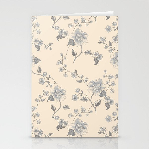 Vintage Blue Floral Stationery Card Gallery Image 1