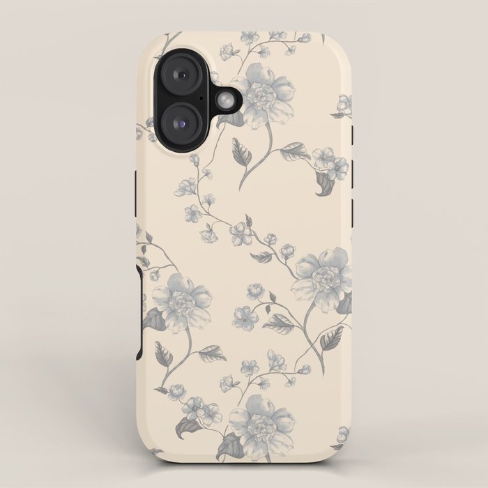 Vintage Blue Floral iPhone Case Gallery Image 1