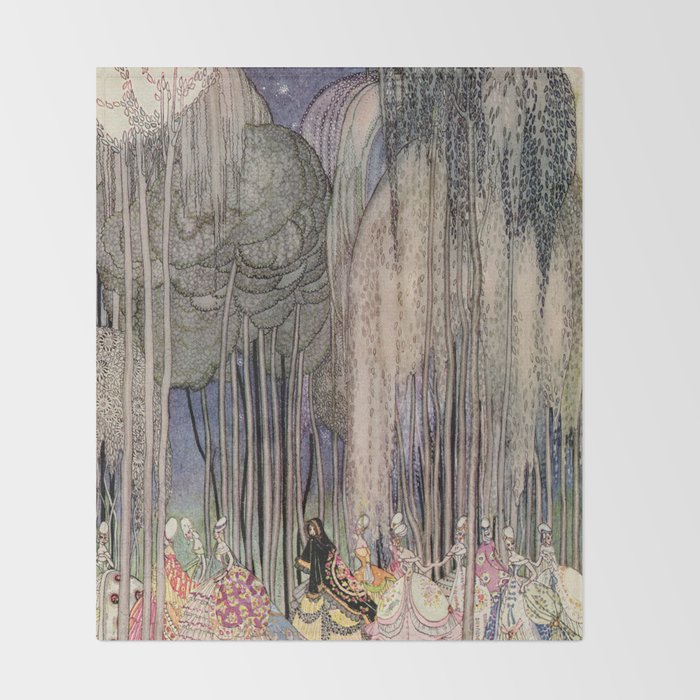 Kay Nielsen Of The Twelve Dancing Princesses From In Powder And Crinoline Throw Blanket Gallery Image 2