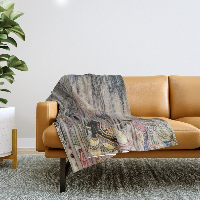 Kay Nielsen Of The Twelve Dancing Princesses From In Powder And Crinoline Throw Blanket Gallery Image 1