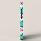 'Tis The Season Retro Santa Aqua Multi Pattern iPhone Case Gallery Image 2