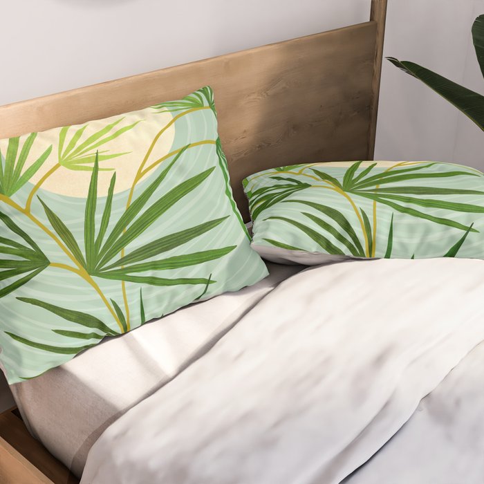 Midnight Moon Green Garden Scene Pillow Sham Gallery Image 2