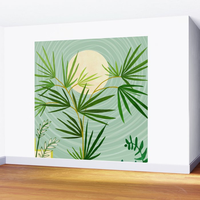 Midnight Moon Green Garden Scene Wall Mural Gallery Image 2