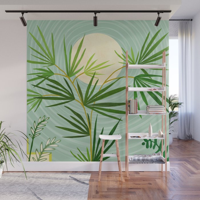 Midnight Moon Green Garden Scene Wall Mural Gallery Image 1