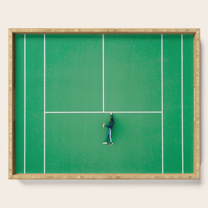 Tennis court green Serving Tray Gallery Image 1