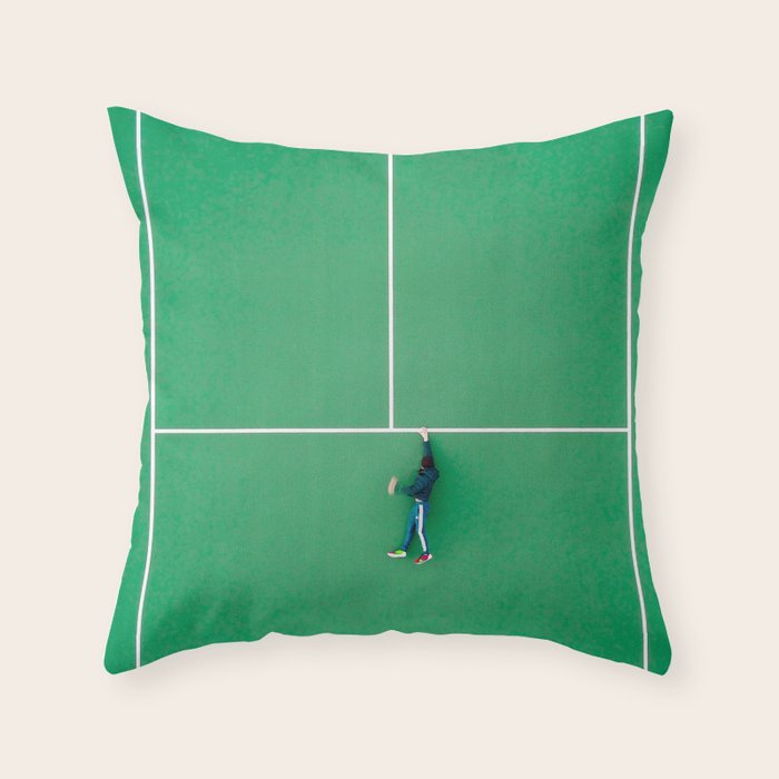 Tennis court green Throw Pillow