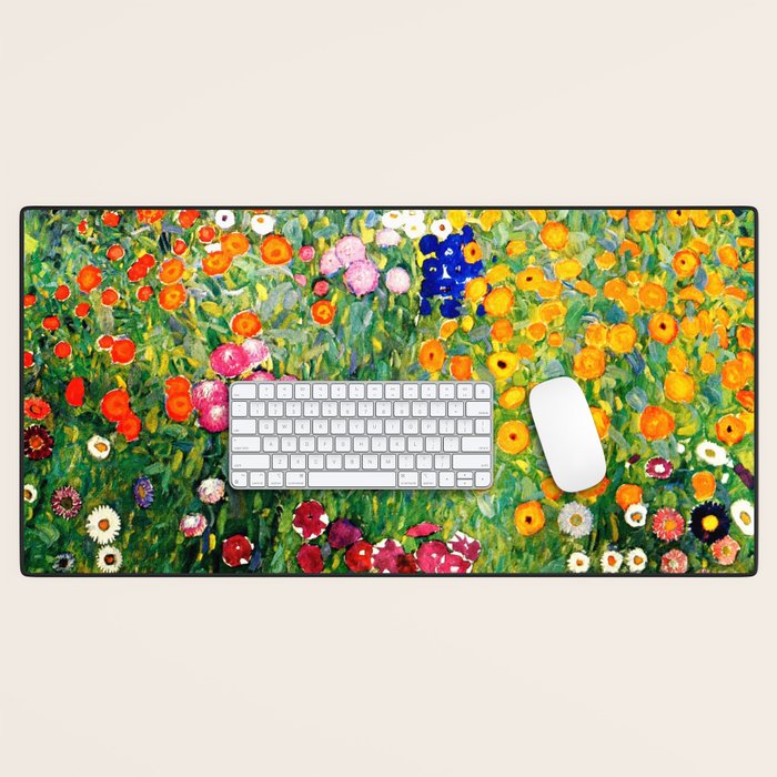 Gustav Klimt Flower Garden  vibrant Desk Mat Gallery Image 1
