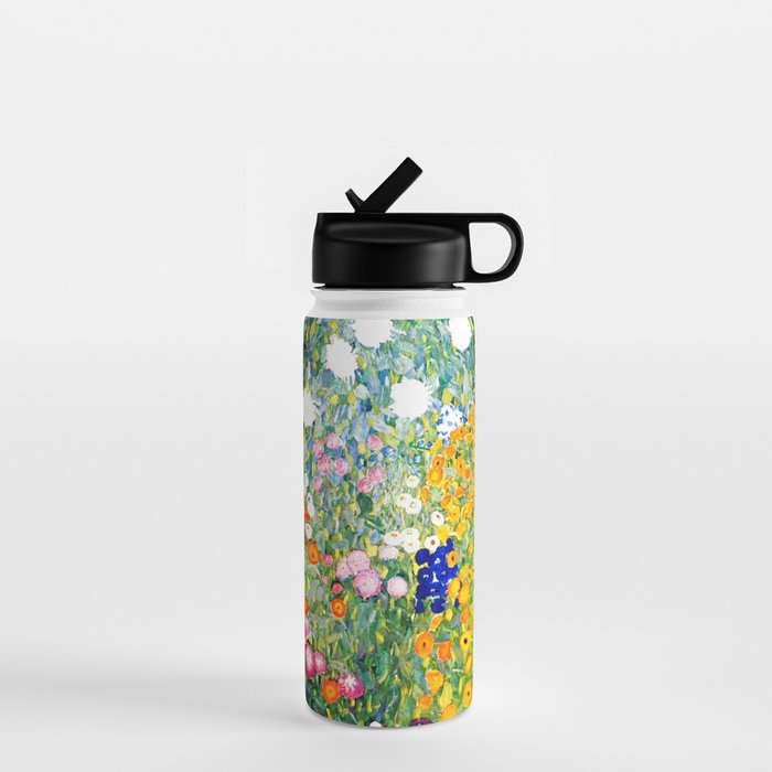 Gustav Klimt Flower Garden  vibrant Water Bottle Gallery Image 1