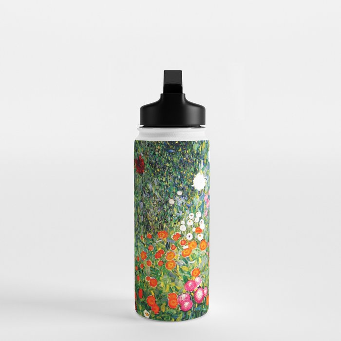 Gustav Klimt Flower Garden  vibrant Water Bottle Gallery Image 3