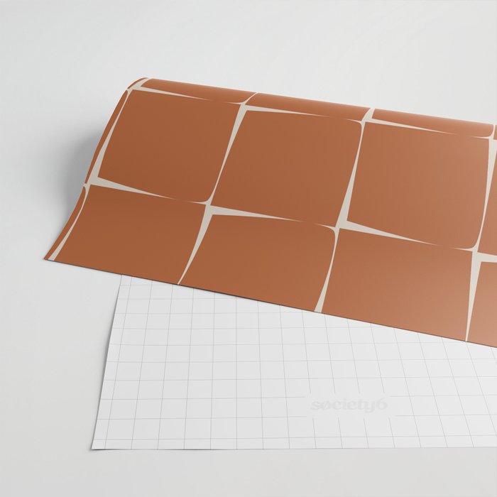 Terracotta Rust Minimal Midcentury Modern Flux Check Grid Pattern Wrapping Paper Gallery Image 2