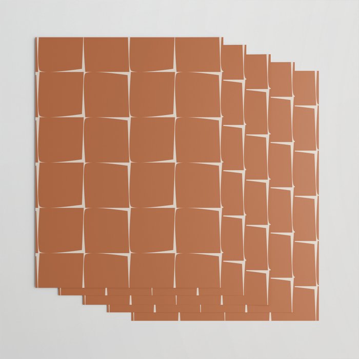 Terracotta Rust Minimal Midcentury Modern Flux Check Grid Pattern Wrapping Paper Gallery Image 3