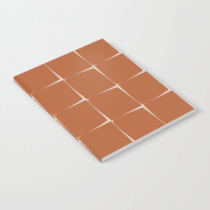 Terracotta Rust Minimal Midcentury Modern Flux Check Grid Pattern Notebook Gallery Image 1