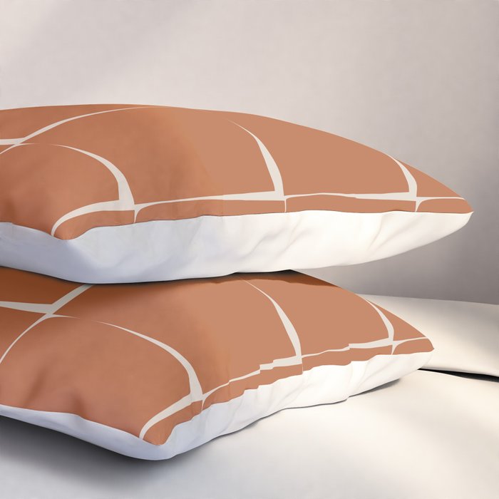Terracotta Rust Minimal Midcentury Modern Flux Check Grid Pattern Pillow Sham Gallery Image 3