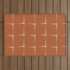 Terracotta Rust Minimal Midcentury Modern Flux Check Grid Pattern Outdoor Rug Gallery Image 1