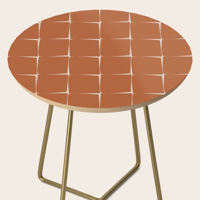 Terracotta Rust Minimal Midcentury Modern Flux Check Grid Pattern Side Table Gallery Image 2