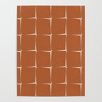 Terracotta Rust Minimal Midcentury Modern Flux Check Grid Pattern Poster Gallery Image 4