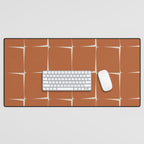 Terracotta Rust Minimal Midcentury Modern Flux Check Grid Pattern Desk Mat Gallery Image 1
