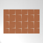 Terracotta Rust Minimal Midcentury Modern Flux Check Grid Pattern Welcome Mat Gallery Image 1