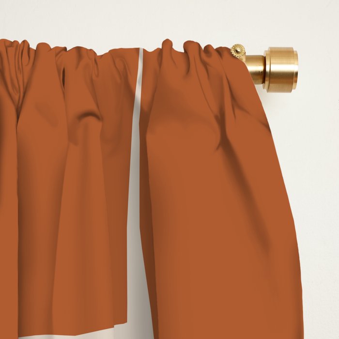 Terracotta Rust Minimal Midcentury Modern Flux Check Grid Pattern Window Curtain Gallery Image 2