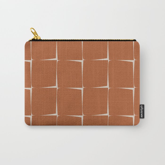 Terracotta Rust Minimal Midcentury Modern Flux Check Grid Pattern Carry All Pouch Gallery Image 1